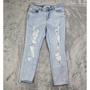 Judy Blue Jeans Distressed Size 11/30 Boyfriend Fit LightWash Stretch JB8878